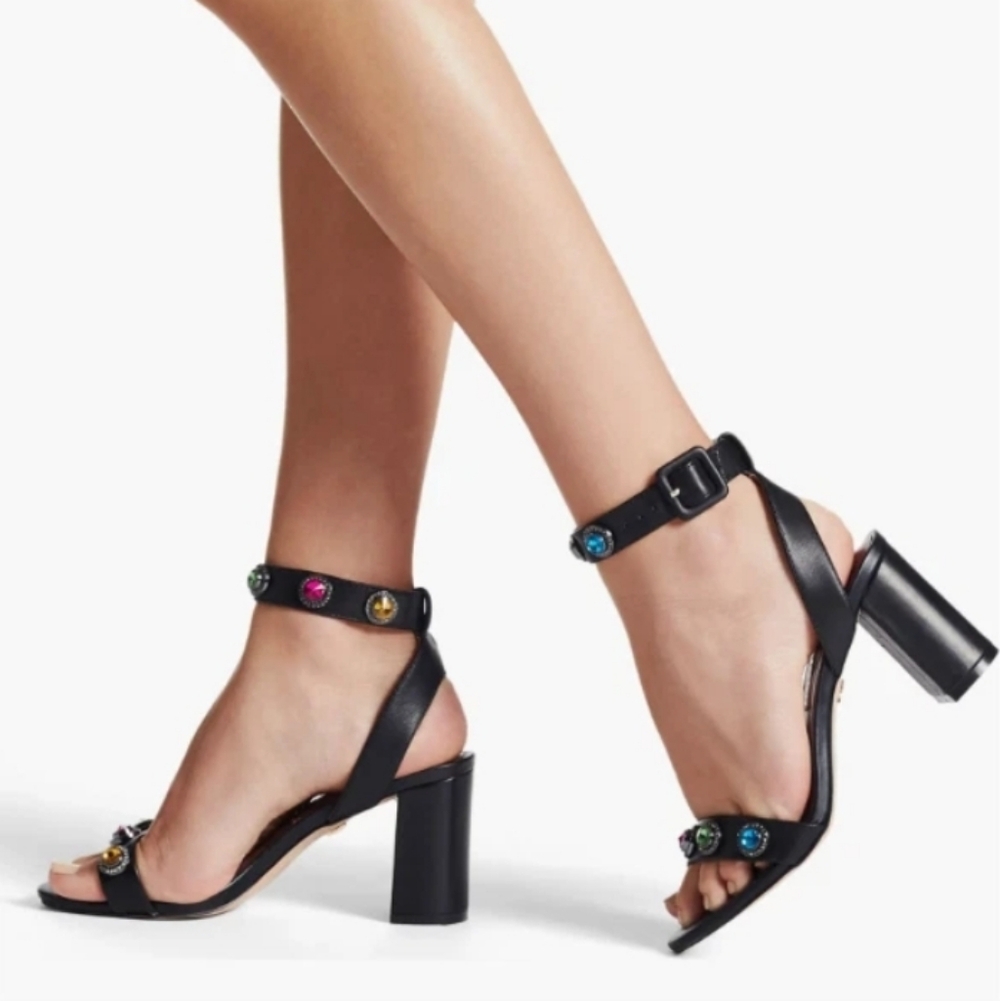 Kurt Geiger London Octavia Black Leather colorful Jeweled Block heel 36 / 6